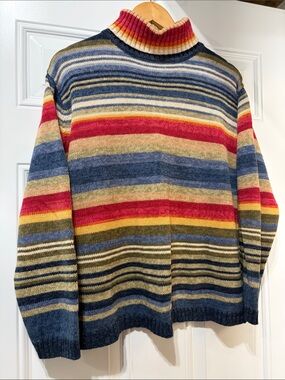 Vintage Tiara Multicolor Striped Turtleneck Sweater. Great condition. Large